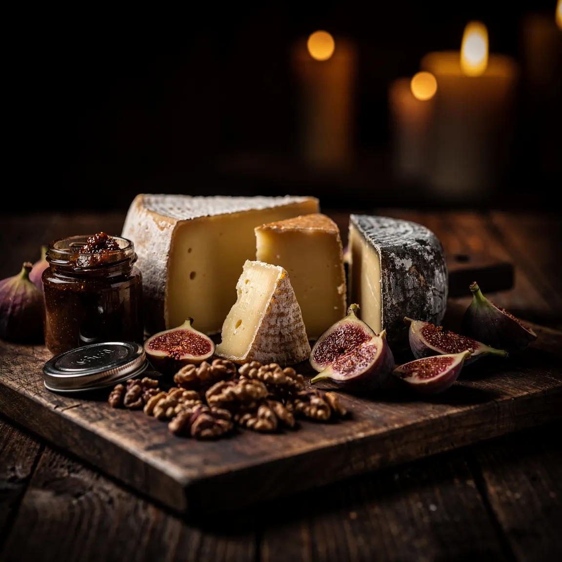 Käse vom Brett mit Feigensenf