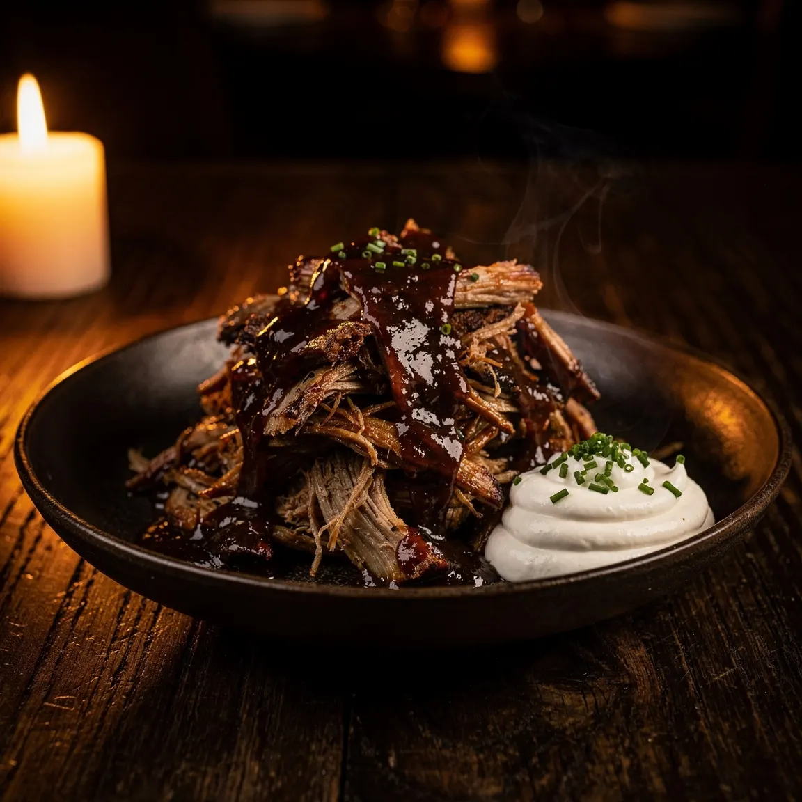 Pulled Sellerie mit geräucherter Crème fraîche