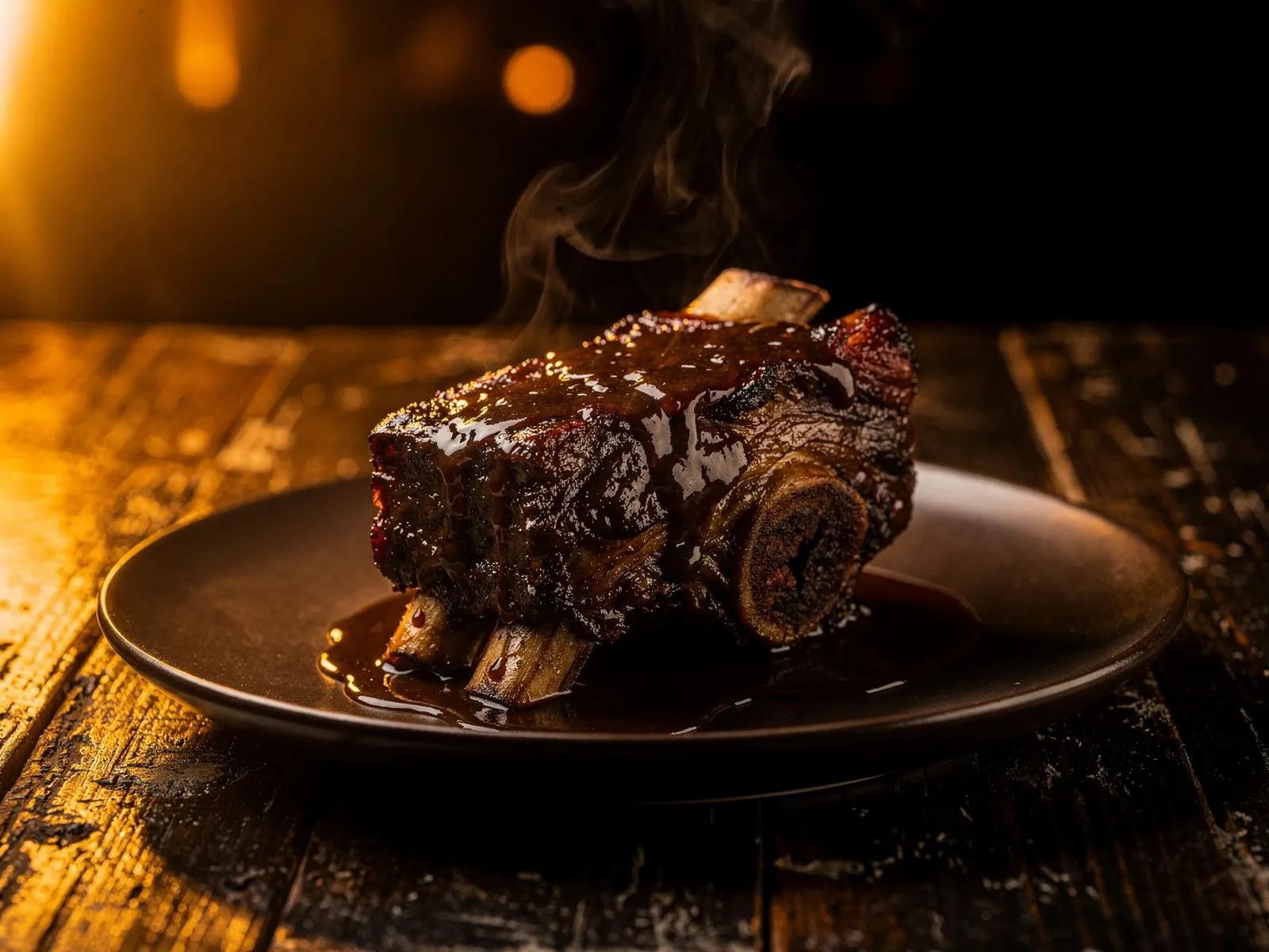 Glänzend lackiertes Short Rib, dampfend